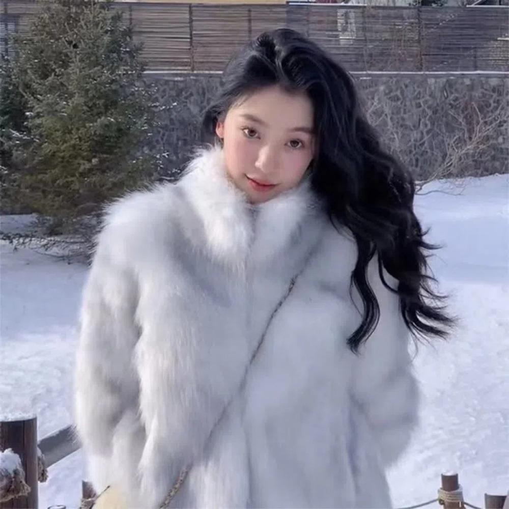 Женская зимняя шуба, короткий меховой топ, новая имитация лисьего меха, зимний топ