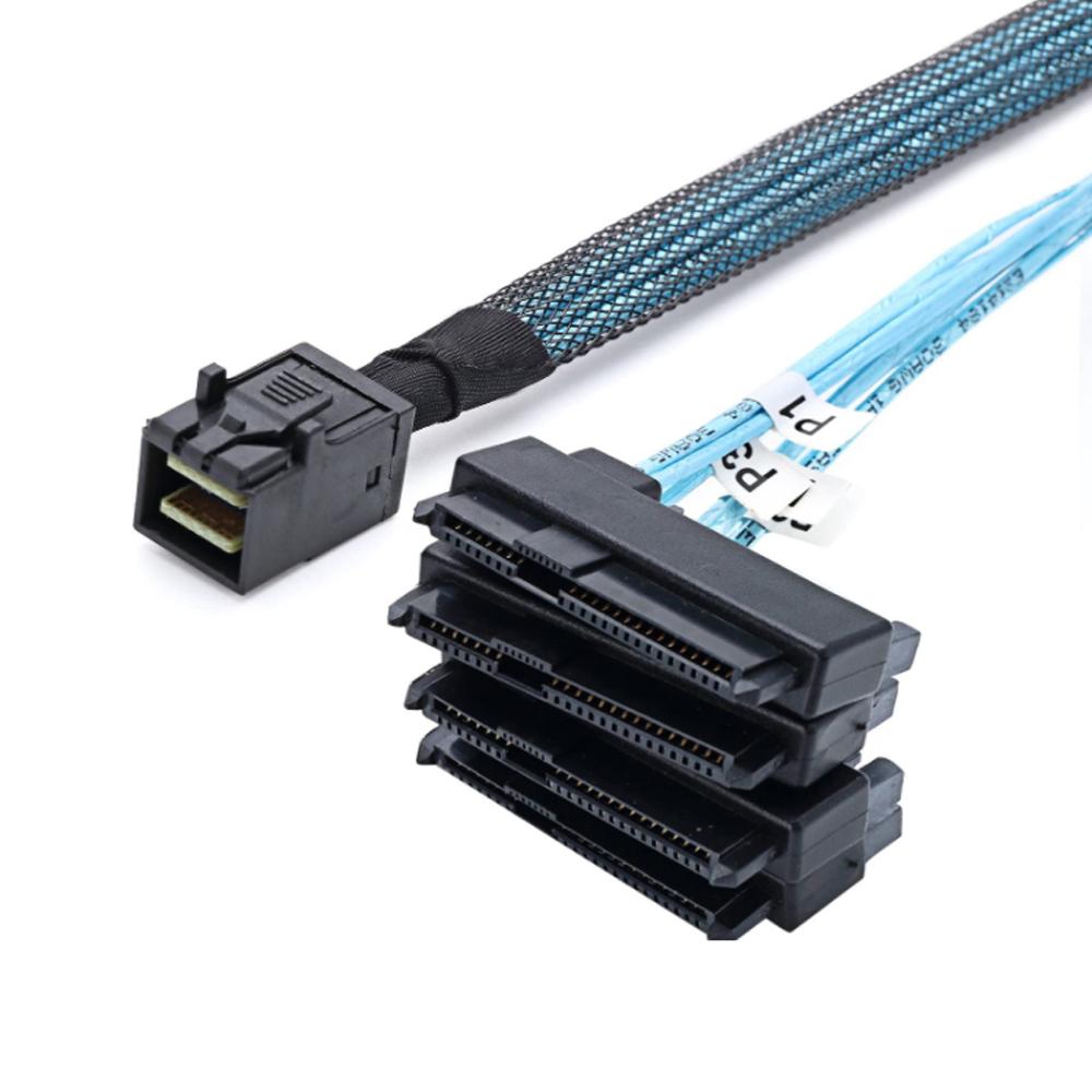 Mini-SAS to SAS-Cable,SFF-8643 to SAS SFF-8643 to SFF-8482 Connector 4X SAS 29Pin SFF-8482 with SATA Power Adapter Cable