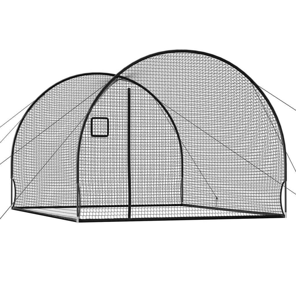 Baseball Batting Cage, 3660 x 3100 x 2330mm Freestanding Portable Batting Cage, Hitting Cages with 4-Ply Knotless Polyester & Pitching Machine