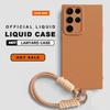 Wrist Strap Liquid Silicone Phone Case For Samsung Galaxy S24 S23 S22 S25 Ultra Plus A54 A53 A52 A55 5G Lanyard Original Cover