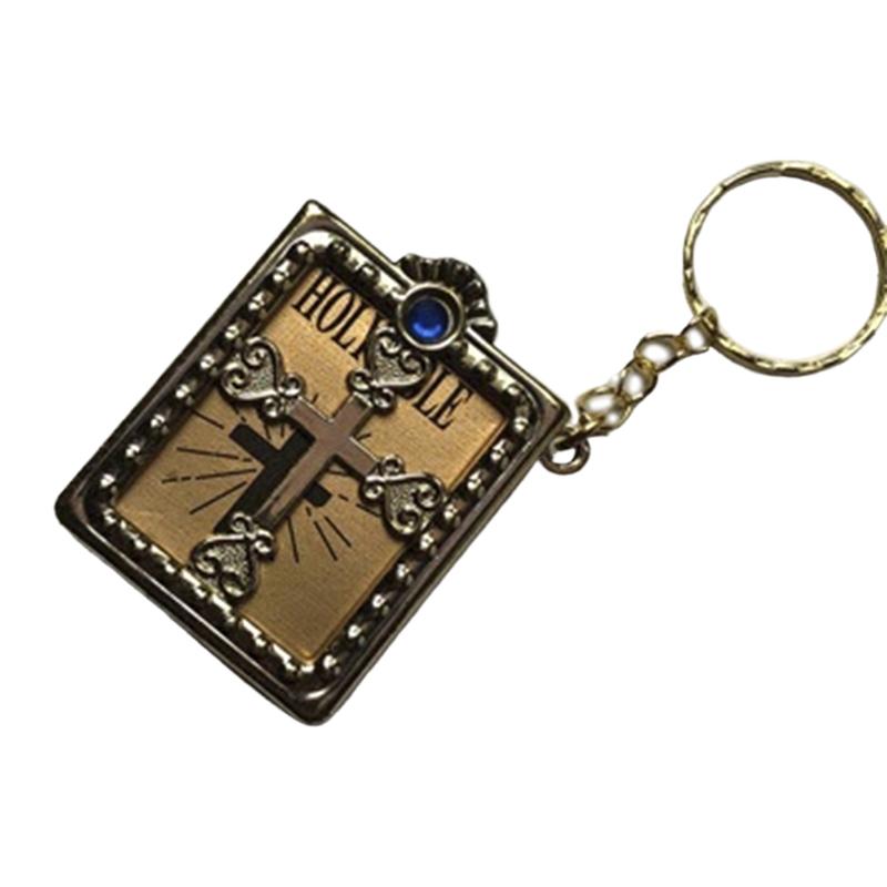 Mini Holy Bible Keychain Religious Christian Jesus Cross Key Chain Keyring