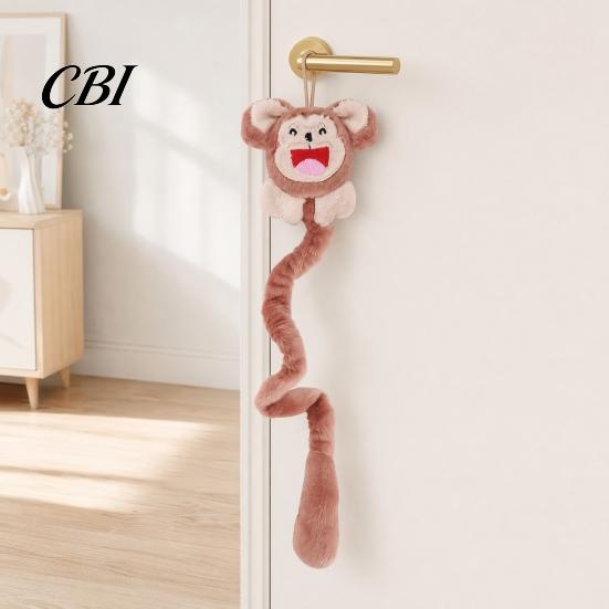 Cat Play Accessory Plush Animal Toy, Long Tail Chew Toy with Crinkle Sound, Embroidered Hanging Stuffed Fox Chick Monkey for Indoor Cats Solo