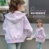 Girls Autumn Hooded Zip Up Jacket with Lace Bow Detail Loose Fit