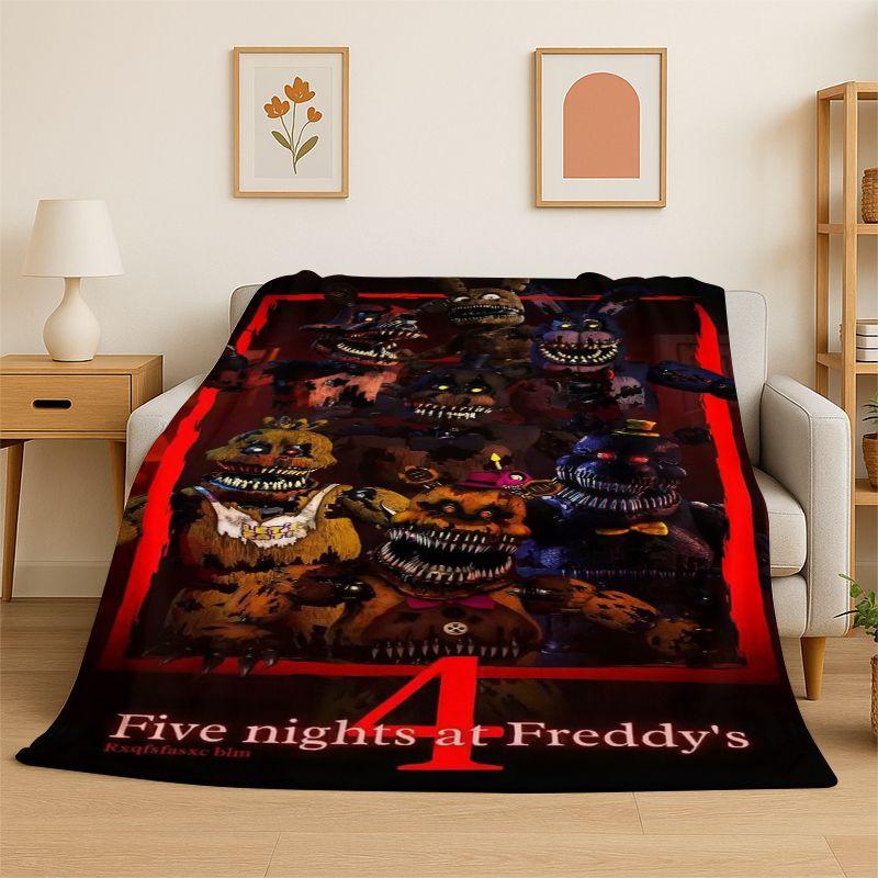 Игровой хоррор F-FNAF Фредди Мягкое фланелевое одеяло, Теплое уютное одеяло для кровати, Дивана, Софы, Спальни, Гостиной, Путешествий, Пикника