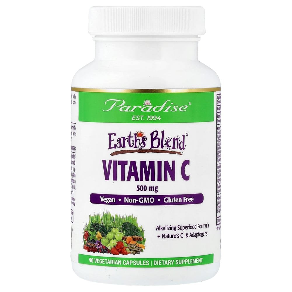 Paradise Herbs Earth's Blend Vitamin C 500mg Veggie Capsules, 90 Count