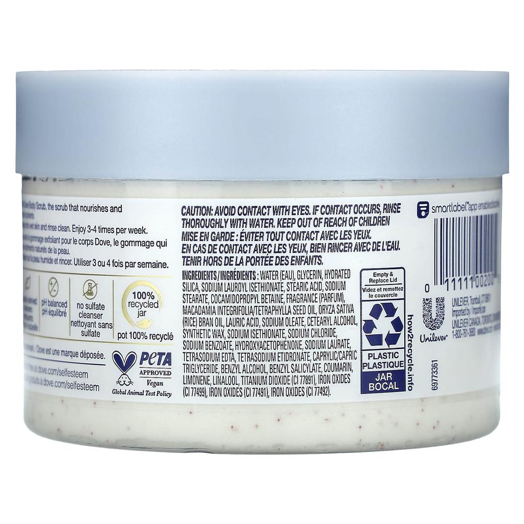 DOVE Exfoliating Body Polish, Crushed Macadamia and Rice Milk, 10.5 Oz (298 G)