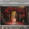2D Red Flower Archway Backdrop Garden Wedding Photography Background Banner