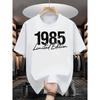 Европейские размеры Мужская футболка с графическим принтом '1985 Limited Edition' - Черная Повседневная Летняя Футболка с Белым Принтом