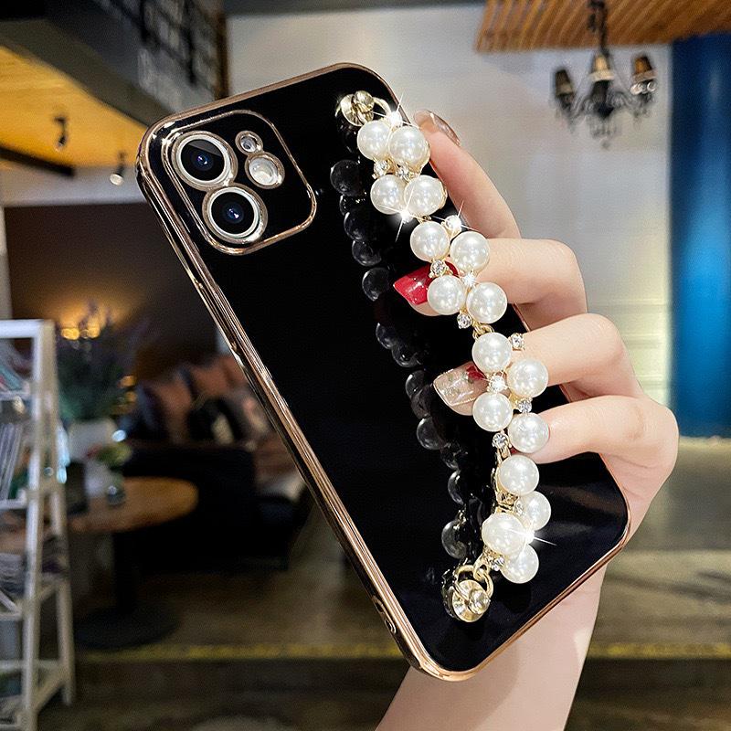 Чехол для телефона с цепочкой из свежих жемчужин для Apple 17 Pro Max, 16 Pro Max и iPhone 15 Pro Max