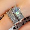 Shining Double-Layer Women'S Ring, High-End Zircon Platinum-Plated Luxury Wedding Ring, Dinner Bridal Jewelry