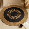 Seagrass Rug Round Black and Tan 1m