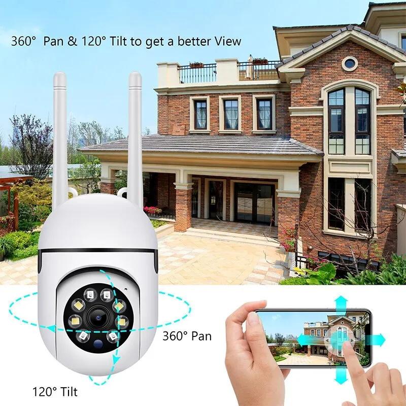 IP-камера Умная наружная домашняя безопасность WIFI CCTV Видеонаблюдение с цветным ночным видением Беспроводная HD 2-сторонняя аудиосвязь 1080P