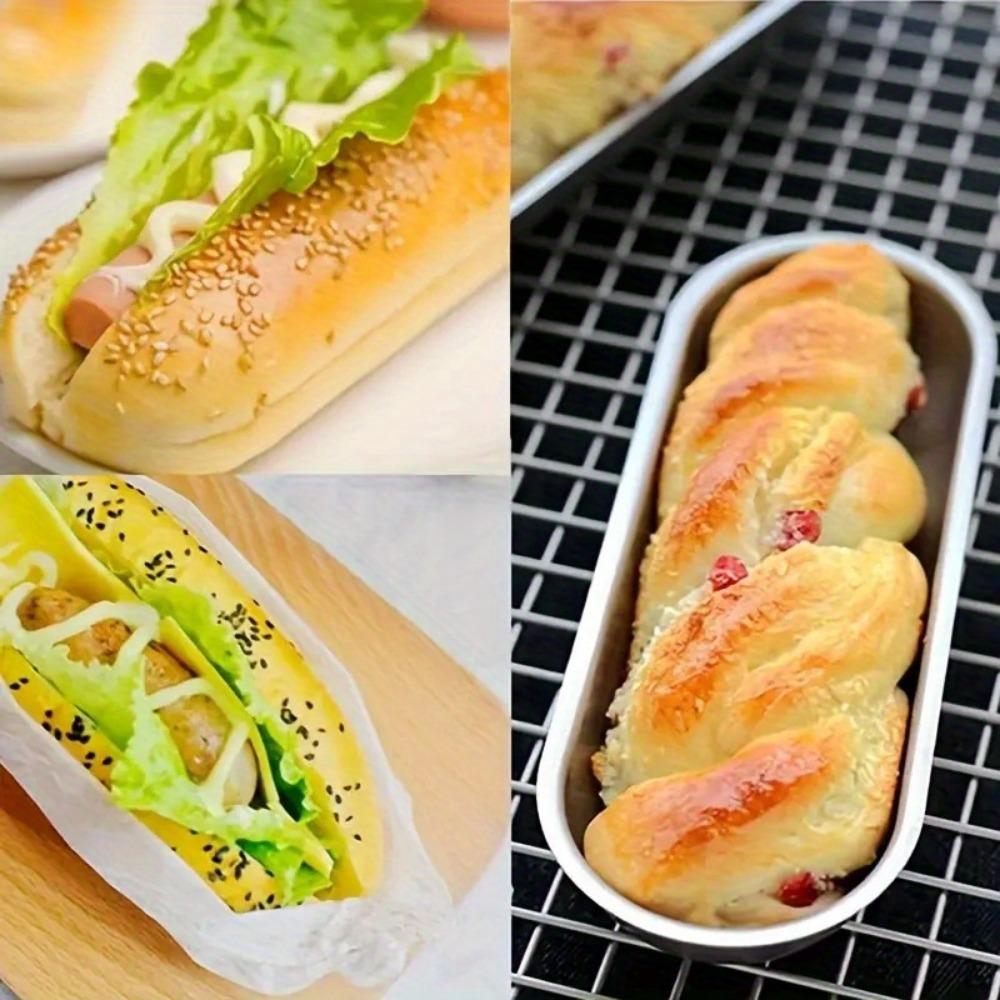 4PCS Oval Hot Dog Bread Mold Non-stick Strip Bread Pan Easy To Clean Sausage Bread Baking Pan Oven