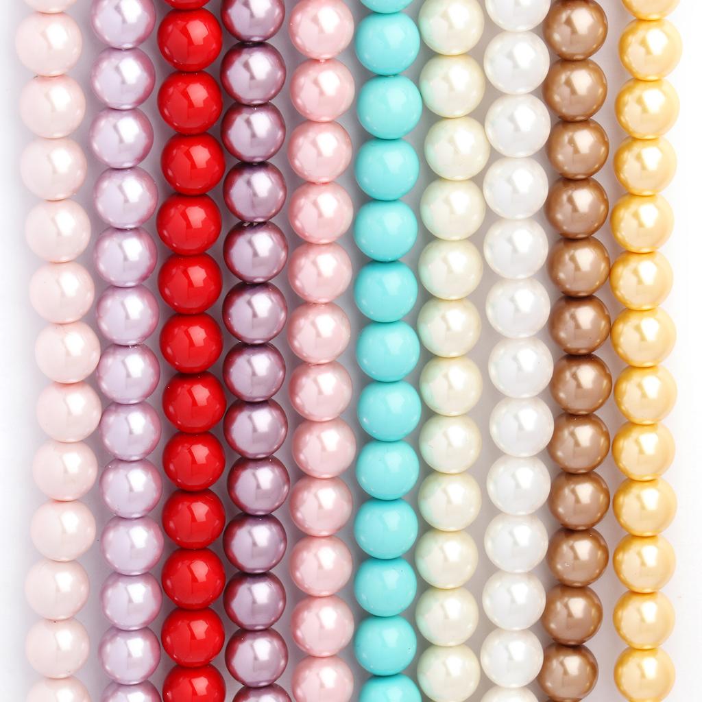 1 Strand/bag 4/6/8/10mm AA Imitation Pearls Multicolor Round Glass Loose Spacer Beads for Jewelry Making Supplies DIY Charms Bracelets 15‘’