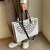 Linen Canvas Bag Large-capacity Casual New Simple Splicing Tote Shoulder Handbag