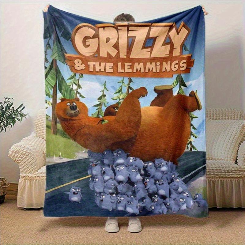 1pc, Grizzy & The Lemmings: Cozy Throw Blanket, Perfect for Home Decor, Couch Cover, Outdoor Use, Gifts, Flannel Blanket, Ideal for Bedroom, Living Ro
