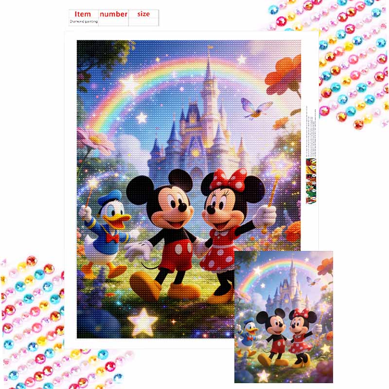 Disney 5D DIY Full Circle Diamond Painting Kit Mickey Minnie Donald Magical Garden Home Decor Gift