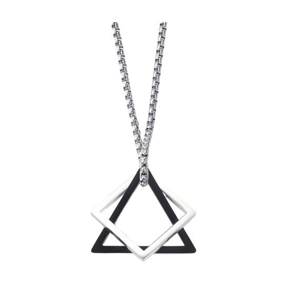 Men Necklace Triangle Square Pendant Necklace Dating Work Party Versatile Style Necklace Clothing Accessory