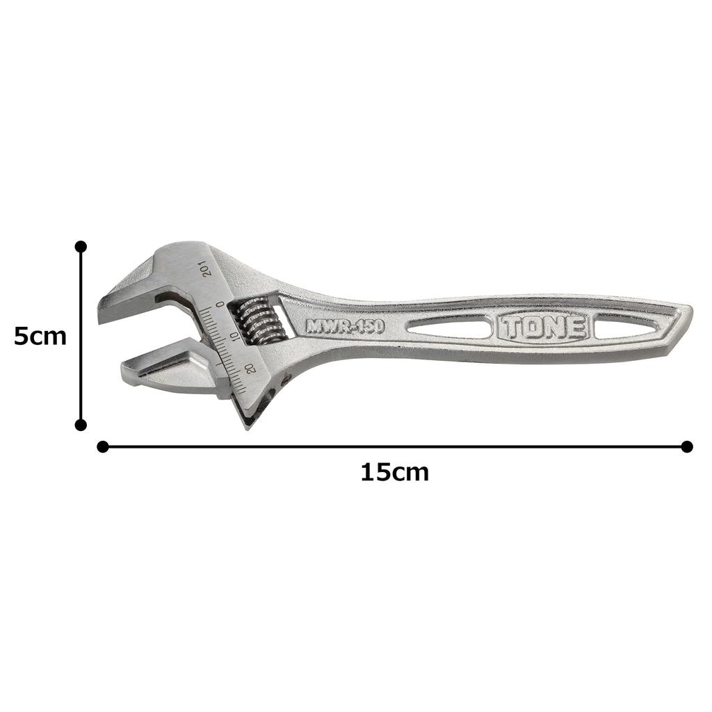 TONE Adjustable Wrench Total Length 150mm (with Scale) MWR-150