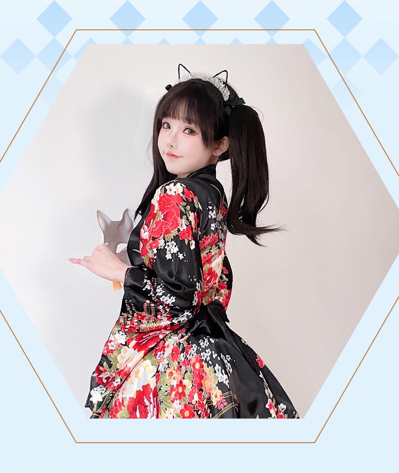 Women's Japanese Style Summer Kimono Cosplay Costume with Traditional Print