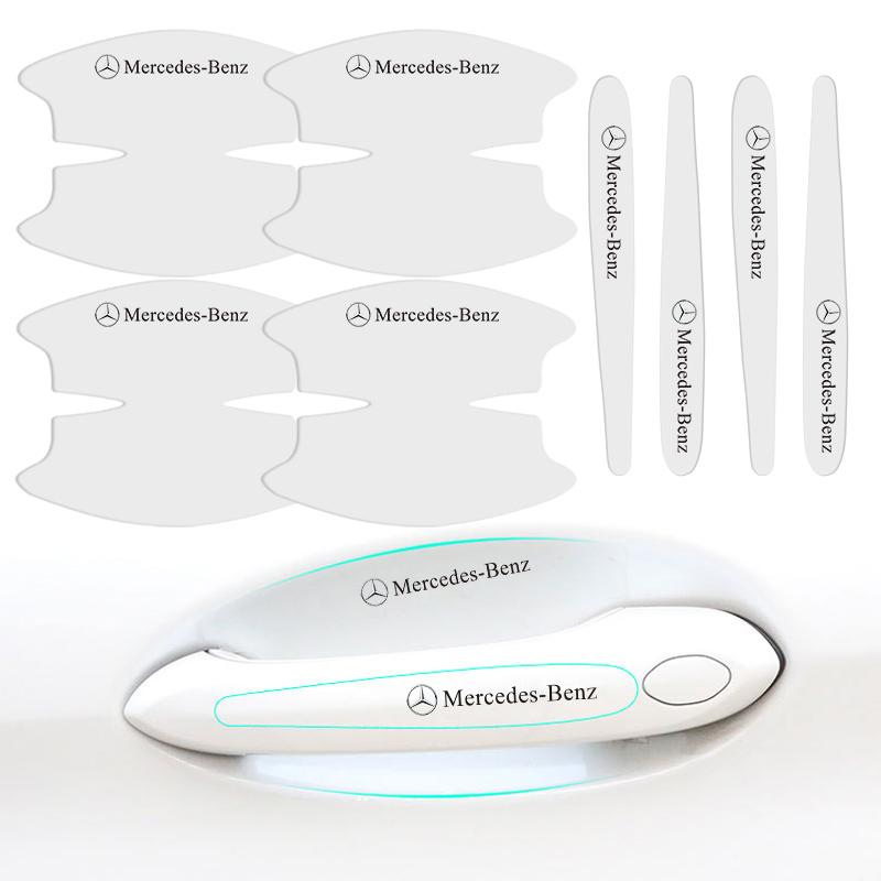 8Pcs/set Car Stickers Door Handle Bowl Scratch Protective Sticker For Mercedes Benz AMG W203 W205 W206 W211 W220 W212 W201 W210 MX9