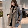 Autumn Women Woolen Suit Jacket Female Korean Mid-Length British Style Loose And Thin Casual Woolen Coat Cardigan Top