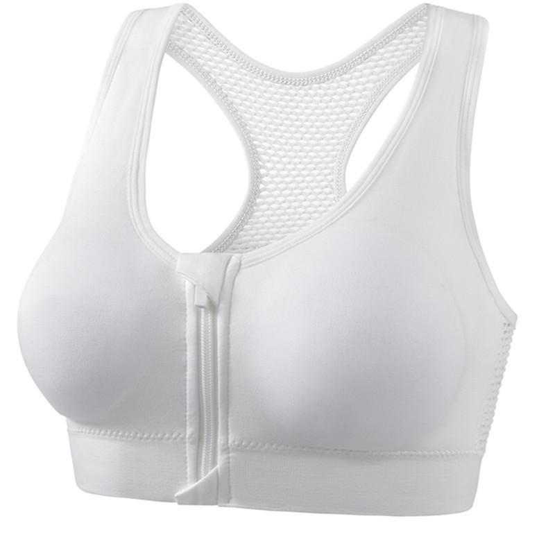 Полые сетчатые передние молнии спортивное нижнее белье женщины ударопрочный топ-майка бег йога фитнес бюстгальтер красивая спина сборка большой размер
