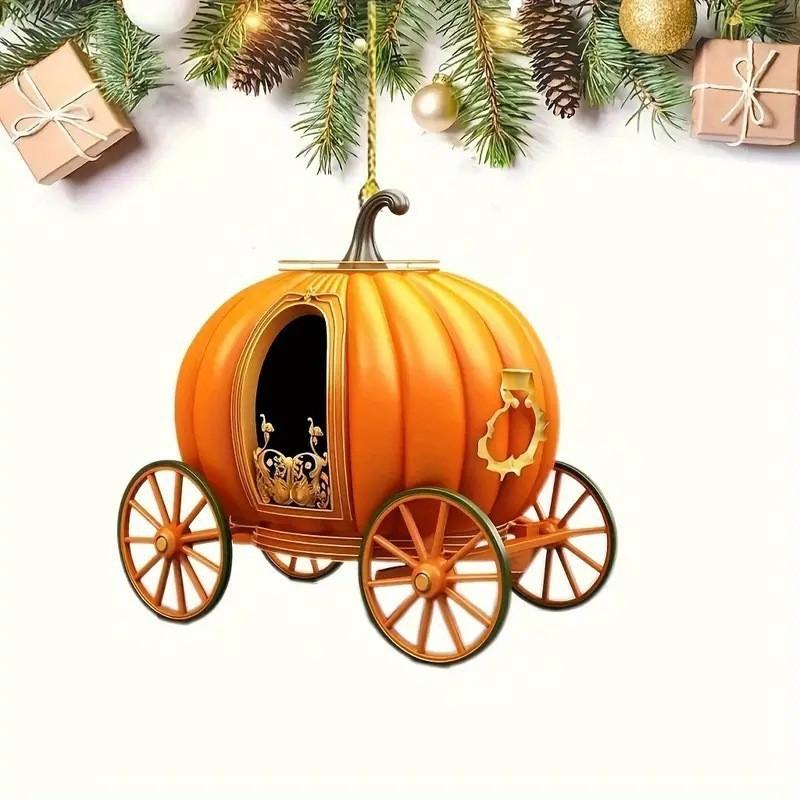 Carriage Pumpkin Halloween Acrylic Flat Surfac Pendant For Interior Enhancement