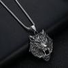 Stainless Steel Nordic Viking Wolf Head Titanium Steel Pendant Gold Plated Necklace