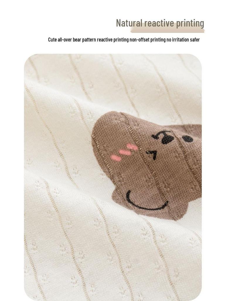 Новорожденный Ультратонкий Хлопковый Комбинезон с Длинным Рукавом и Защитой Животика - Дышащий, Класс А, Идеален для Лета и Помещений с Кондиционером.