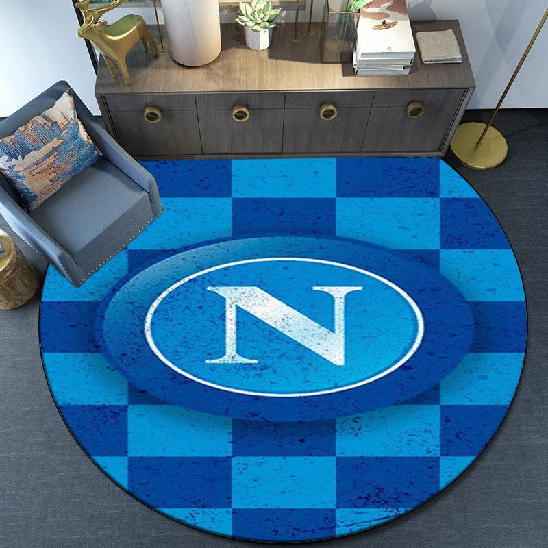 Napoli Football Club Emblem Round Rug for Livingroom,Bedroom, Palyroom, Chair Rug, Area rug, Circle Carpet, Large Size Fan Christmas gift