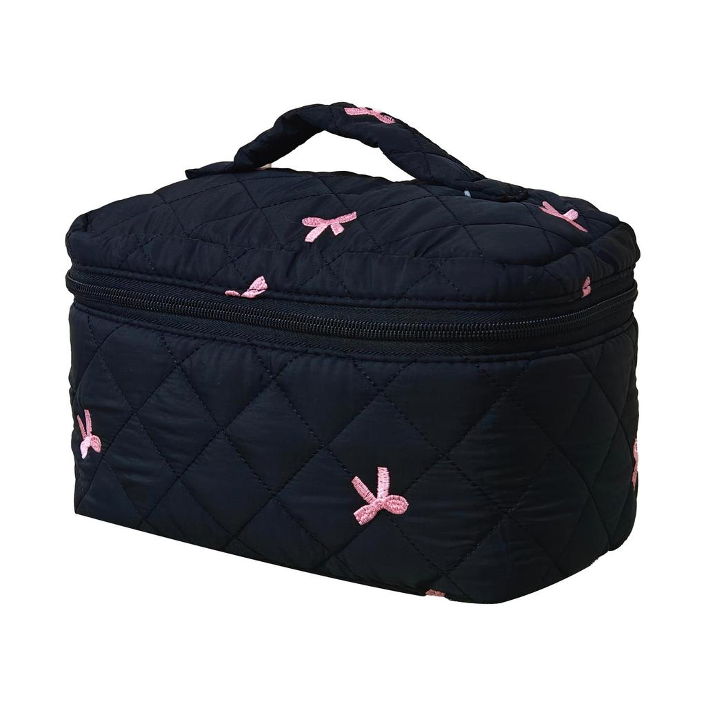 Large Quilted Cotton Handbag: Multipurpose Makeup, Toiletry & Electronics Organizer