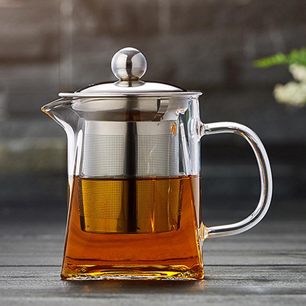 Стеклянный набор для заваривания чая, квадратный маленький чайник для семьи