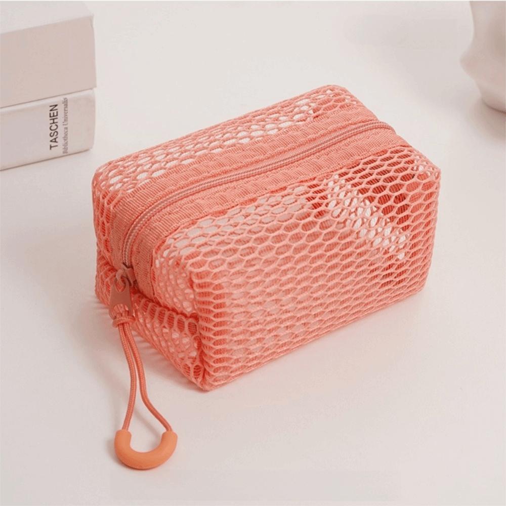Large Capacity Lipstick Key Storage Pouch Mesh Zipper Coin Purse Portable Cosmetic Bag
