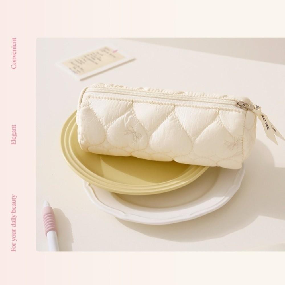 Quilted Pen Bag Large Capacity Stationery Storage Bag Kawaii Pen Pouch School