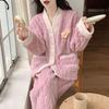 Пижамы женские зимние теплые пижамные комплекты из кораллового флиса плотная фланель домашняя одежда комплекты Kawaii одежда пижамы с длинным рукавом ночная рубашка