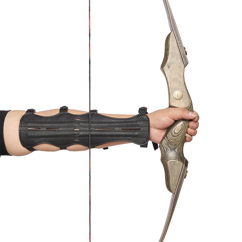 Huwairen Black Extended Four-Strap Bow and Arrow Arm Guard for Archery Competition and Training