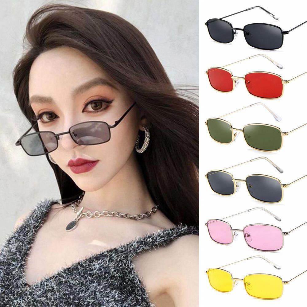 Fashion UV400 Steampunk Small Retro Shades Sun Glasses Metal Frame Rectangle Sunglasses