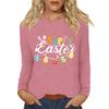 Long Sleeve Shirts For Women Easter Carnival Print Graphic Tees Blouses Casual Basic Tops Pullover
