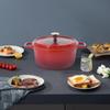 4 л Керамическая кастрюля из алюминиевого сплава, Красная круглая кастрюля с крышкой 24 см для газовых плит, Индукционных плит