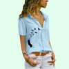 Women Fashion Chiffon Blouse Summer Casual Short Sleeve Top Ladies Print Button Down Shirt