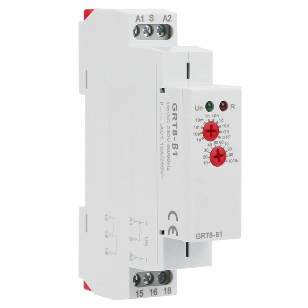 GRT8-B1 Off Delay Time Relay AC 230V Adjustable Delay Off Delay Relay Mini Size Power Off Delay Relay Power Management
