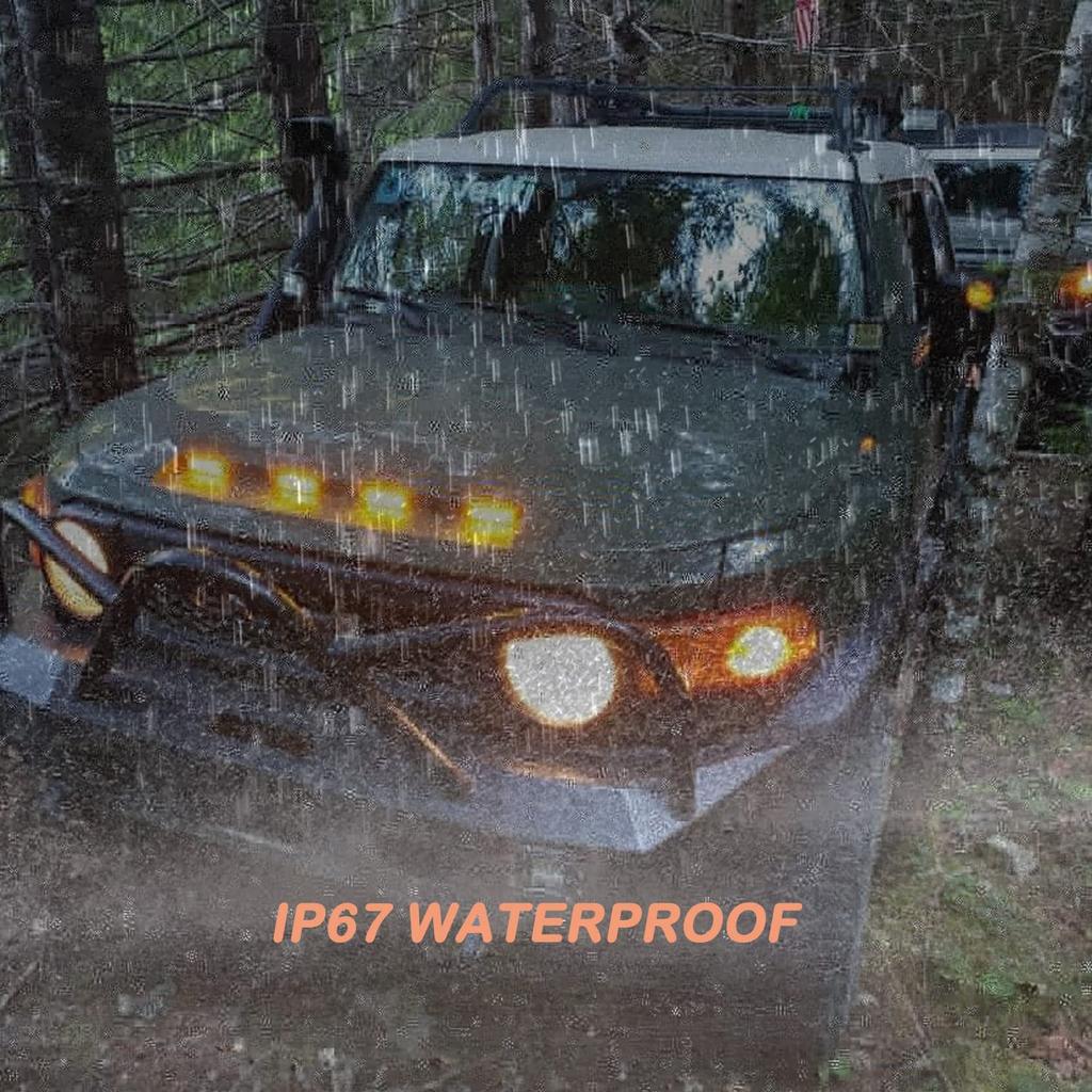 Partswcgg Комплект светодиодных габаритных огней дымчатого янтарного цвета для передней решетки, совместимый с 4 шт. 4-дюймовыми светодиодными габаритными огнями для центральной решетки, герметичными 9