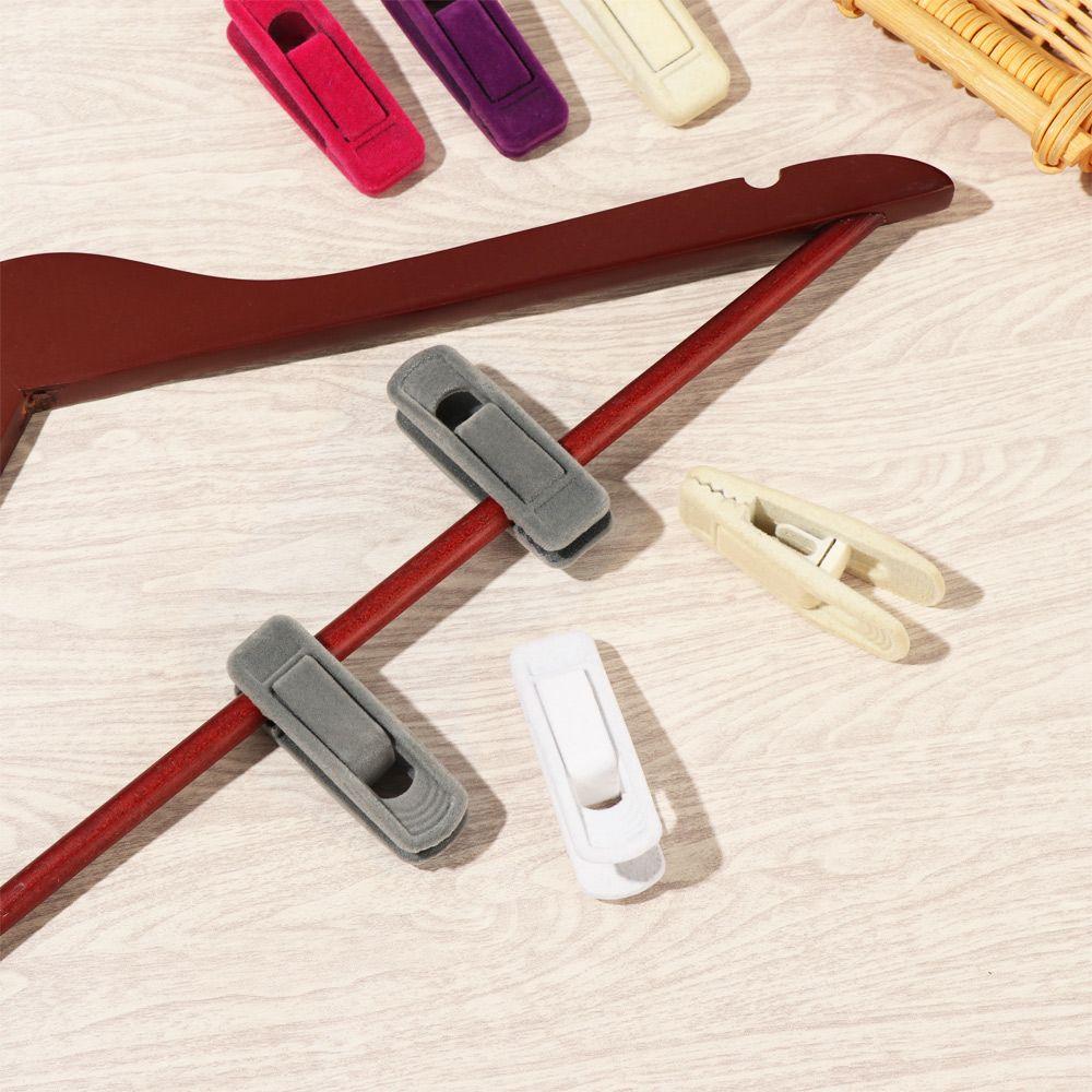 10pcs Storage Bathroom Household Non-slip Coat Holder Hanging Hooks Velvet Hangers Clips Dress Rack