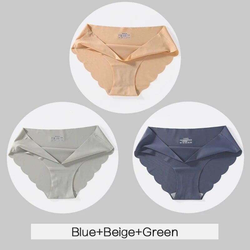 3 шт./компл. женские бесшовные трусики M-XL с низкой талией, женское мягкое нижнее белье, сексуальные трусы с волнистыми краями, женское нижнее белье
