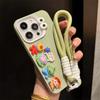 Cute 3D Cartoon Phone Case For iPhone 16 15 Plus 14 13 12 11 Pro Max Soft Silicone With Wrist Strap Cover
