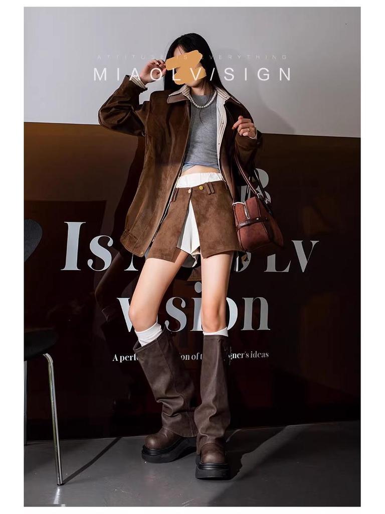 Женские ботфорты 2025 года на массивном каблуке - Большой обхват голенища, Ретро толстая подошва, Гофрированное голенище, Сапоги до колена.