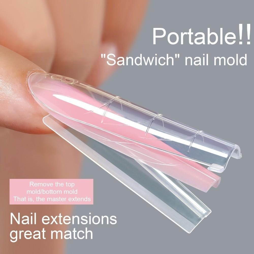 256Pcs/Box Transparent Nail Sandwich Dual Form DIY Tips Nail Extension Form New Nail Tips