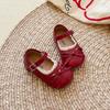 Korean-style girls' princess shoes, spring and autumn lace bow flats, versatile forest-style little leather shoes, trendy baby shoes