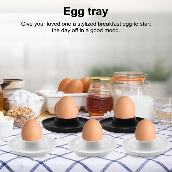 Egg Holder Set Shatterproof Egg Tray BPA-Free Modern Egg Holder with Overflow Protection And Spoon Rack Breakfast Companion for Camping Picnicking